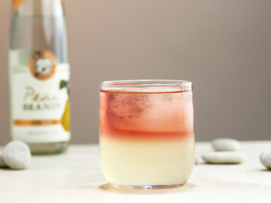 simple wedding cocktail with rose wine floater