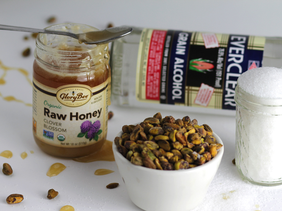 Homemade pistachio honey syrup
