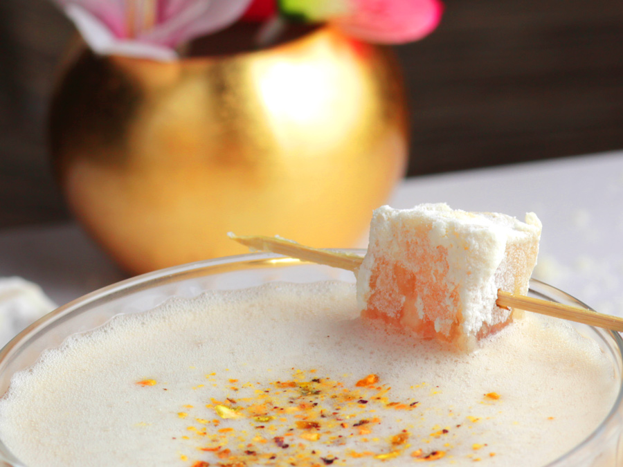 unusual cocktail garnishes pistachio turkish delight for dessert drinks