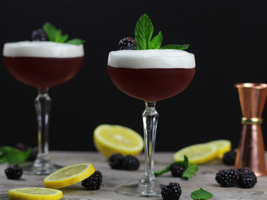 Blackberry Bourbon Cocktail With Minty Lemonade Foam