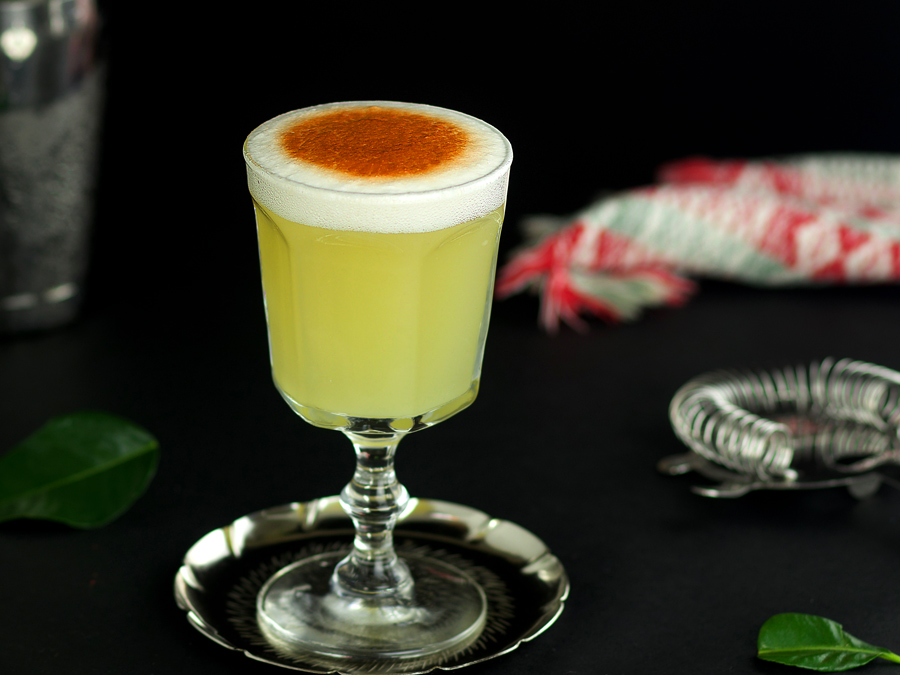 kaffir lime cocktail with foam